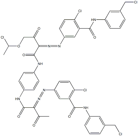 3,3'-[2-[(1-Chloroethyl)oxy]-1,4-phenylenebis[iminocarbonyl(acetylmethylene)azo]]bis[N-[3-(chloromethyl)phenyl]-6-chlorobenzamide] Struktur