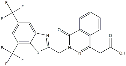 3-[(5,7-Bis(trifluoromethyl)-2-benzothiazolyl)methyl]-3,4-dihydro-4-oxophthalazine-1-acetic acid Struktur