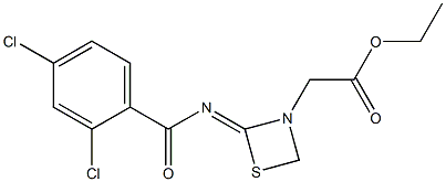 N-[3-(Ethoxycarbonylmethyl)-1,3-thiazetidin-2-ylidene]-2,4-dichlorobenzamide Struktur