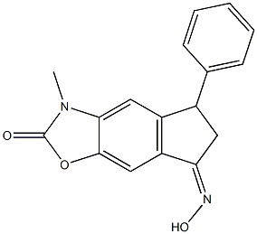 5,6-Dihydro-7-(hydroxyimino)-3-methyl-5-phenyl-7H-indeno[5,6-d]oxazol-2(3H)-one Struktur