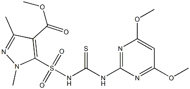 1,3-Dimethyl-5-[[(4,6-dimethoxypyrimidin-2-yl)thiocarbamoyl]sulfamoyl]-1H-pyrazole-4-carboxylic acid methyl ester Struktur