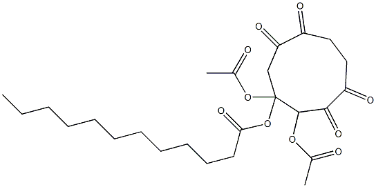 2,3-Bis(acetyloxy)-3-dodecanoyloxy-1,5-dioxa-6,9-dioxocyclononane Struktur