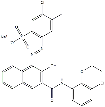 3-Chloro-4-methyl-6-[[3-[[(3-chloro-2-ethoxyphenyl)amino]carbonyl]-2-hydroxy-1-naphtyl]azo]benzenesulfonic acid sodium salt Struktur