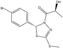 (2R)-2,3-Dihydro-5-(methylthio)-3-[(2S)-2-hydroxypropionyl]-2-(4-bromophenyl)-1,3,4-thiadiazole Struktur