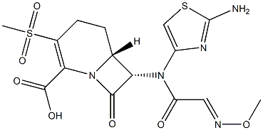 (6R,7S)-3-(Methylsulfonyl)-8-oxo-7-[(2-aminothiazol-4-yl)(methoxyimino)acetylamino]-1-azabicyclo[4.2.0]oct-2-ene-2-carboxylic acid Struktur