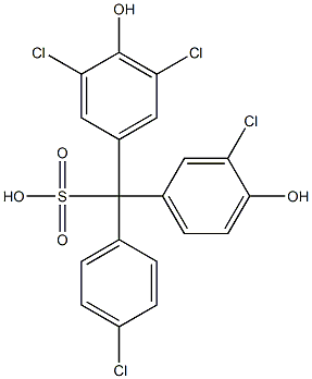 (4-Chlorophenyl)(3-chloro-4-hydroxyphenyl)(3,5-dichloro-4-hydroxyphenyl)methanesulfonic acid Struktur