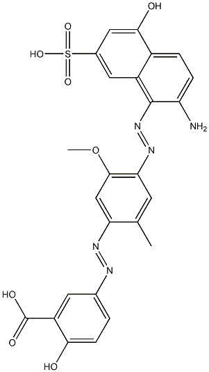 5-[4-(2-Amino-5-hydroxy-7-sulfo-1-naphtylazo)-2-methyl-5-methoxyphenylazo]-2-hydroxybenzoic acid Struktur