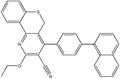 2-Ethoxy-4-[4-(1-naphtyl)phenyl]-5H-[1]benzothiopyrano[4,3-b]pyridine-3-carbonitrile Struktur