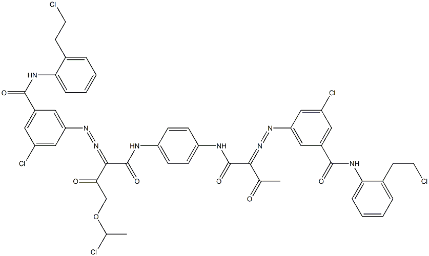 3,3'-[2-[(1-Chloroethyl)oxy]-1,4-phenylenebis[iminocarbonyl(acetylmethylene)azo]]bis[N-[2-(2-chloroethyl)phenyl]-5-chlorobenzamide] Struktur