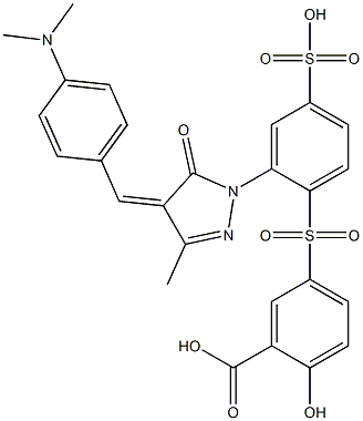 5-[[2-[[4-[[4-(Dimethylamino)phenyl]methylene]-4,5-dihydro-3-methyl-5-oxo-1H-pyrazol]-1-yl]-4-sulfophenyl]sulfonyl]-2-hydroxybenzoic acid Struktur