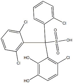 (2-Chlorophenyl)(2,6-dichlorophenyl)(6-chloro-2,3-dihydroxyphenyl)methanesulfonic acid Struktur