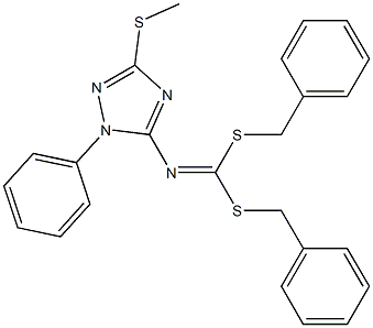 (1-Phenyl-3-methylthio-1H-1,2,4-triazol-5-yl)imidodithiocarbonic acid dibenzyl ester Struktur