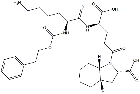 (2S,3aS,7aS)-Octahydro-1-[(4R)-4-[[(2S)-6-amino-2-[(2-phenylethoxy)carbonylamino]hexanoyl]amino]-4-carboxybutyryl]-1H-indole-2-carboxylic acid Struktur