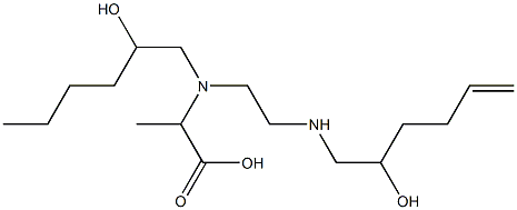 2-[N-(2-Hydroxyhexyl)-N-[2-(2-hydroxy-5-hexenylamino)ethyl]amino]propionic acid Struktur