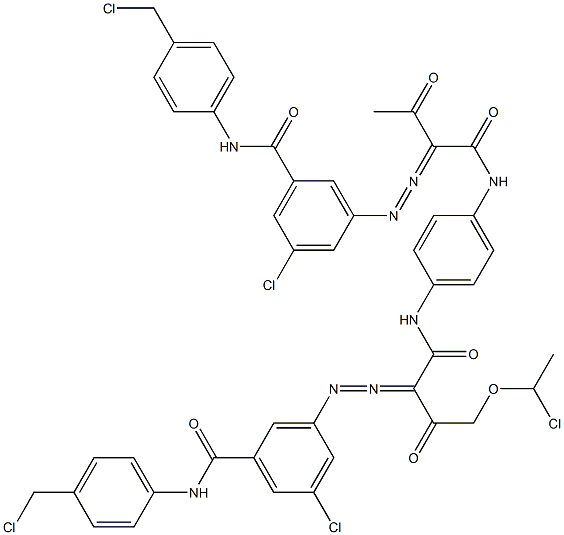 3,3'-[2-[(1-Chloroethyl)oxy]-1,4-phenylenebis[iminocarbonyl(acetylmethylene)azo]]bis[N-[4-(chloromethyl)phenyl]-5-chlorobenzamide] Struktur