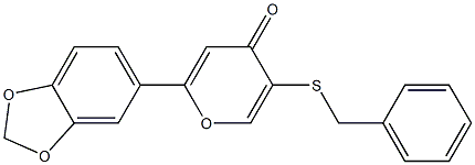 2-(1,3-Benzodioxol-5-yl)-5-(benzylthio)-4H-pyran-4-one Struktur