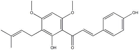 (E)-1-[2-Hydroxy-4,6-dimethoxy-3-(3-methyl-2-butenyl)phenyl]-3-(4-hydroxyphenyl)-2-propene-1-one Struktur