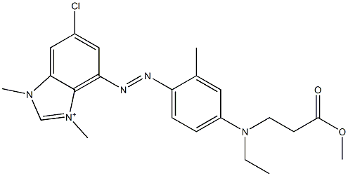 6-Chloro-4-[[4-[ethyl(3-methoxy-3-oxopropyl)amino]-2-methylphenyl]azo]-1,3-dimethyl-1H-benzimidazol-3-ium Struktur