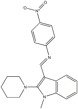 1-Methyl-3-[[(4-nitrophenyl)imino]methyl]-2-piperidino-1H-indole Struktur