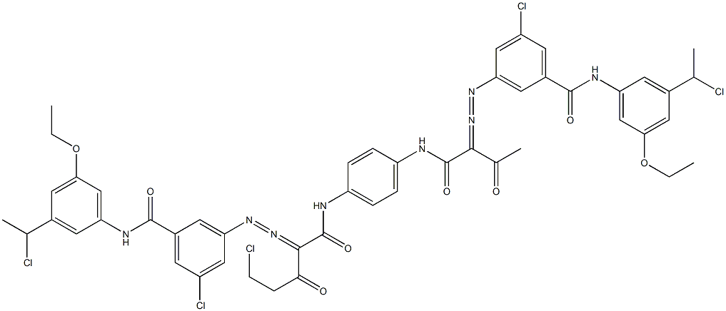 3,3'-[2-(Chloromethyl)-1,4-phenylenebis[iminocarbonyl(acetylmethylene)azo]]bis[N-[3-(1-chloroethyl)-5-ethoxyphenyl]-5-chlorobenzamide] Struktur