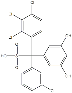 (3-Chlorophenyl)(2,3,4-trichlorophenyl)(3,5-dihydroxyphenyl)methanesulfonic acid Struktur