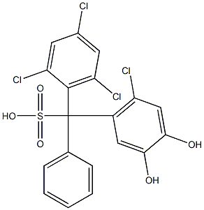 (6-Chloro-3,4-dihydroxyphenyl)(2,4,6-trichlorophenyl)phenylmethanesulfonic acid Struktur