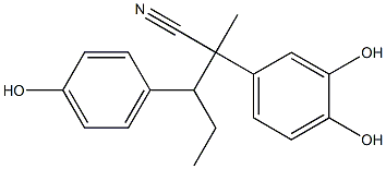 2-(3,4-Dihydroxyphenyl)-3-(p-hydroxyphenyl)-2-methylvaleronitrile Struktur