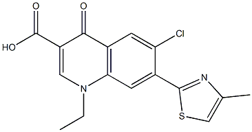 1,4-Dihydro-1-ethyl-4-oxo-6-chloro-7-(4-methylthiazol-2-yl)quinoline-3-carboxylic acid Struktur