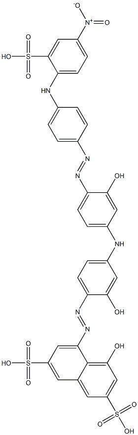 4-Hydroxy-5-[2-hydroxy-4-[3-hydroxy-4-[p-(4-nitro-2-sulfoanilino)phenylazo]anilino]phenylazo]-2,7-naphthalenedisulfonic acid Struktur