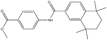 4-[[(5,6,7,8-Tetrahydro-5,5,8,8-tetramethylnaphthalen)-2-yl]carbonylamino]benzoic acid methyl ester Struktur