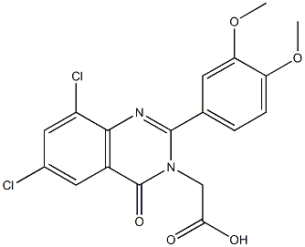 6,8-Dichloro-2-(3,4-dimethoxyphenyl)-4-oxoquinazoline-3(4H)-acetic acid Struktur