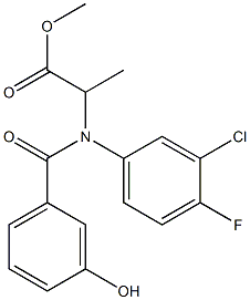 2-[N-(3-Hydroxybenzoyl)-3-chloro-4-fluoroanilino]propanoic acid methyl ester Struktur