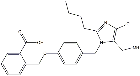 2-[4-(2-Butyl-4-chloro-5-hydroxymethyl-1H-imidazol-1-ylmethyl)phenoxymethyl]benzoic acid Struktur