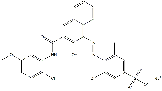 3-Chloro-5-methyl-4-[[3-[[(2-chloro-5-methoxyphenyl)amino]carbonyl]-2-hydroxy-1-naphtyl]azo]benzenesulfonic acid sodium salt Struktur