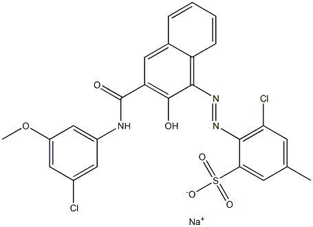 3-Chloro-5-methyl-2-[[3-[[(3-chloro-5-methoxyphenyl)amino]carbonyl]-2-hydroxy-1-naphtyl]azo]benzenesulfonic acid sodium salt Struktur