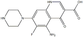 5-Amino-6-fluoro-1,4-dihydro-4-oxo-7-(1-piperazinyl)quinoline-3-carboxylic acid Struktur