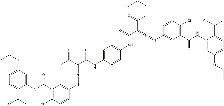 3,3'-[2-(2-Chloroethyl)-1,4-phenylenebis[iminocarbonyl(acetylmethylene)azo]]bis[N-[2-(1-chloroethyl)-5-ethoxyphenyl]-6-chlorobenzamide] Struktur