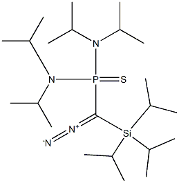 Diazo[bis(diisopropylamino)phosphinothioyl](triisopropylsilyl)methane Struktur