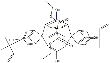 3,5-[[2-Hydroxy-5-(ethoxycarbonyl)-1,3-phenylene]bis[methylene(5-tert-butyl-2-hydroxy-1,3-phenylene)methylene]]-4-hydroxybenzoic acid ethyl ester Struktur