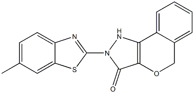 1,5-Dihydro-2-(6-methylbenzothiazol-2-yl)[2]benzopyrano[4,3-c]pyrazol-3(2H)-one Struktur