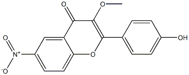 2-(4-Hydroxyphenyl)-6-nitro-3-methoxy-4H-1-benzopyran-4-one Struktur