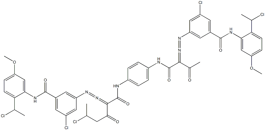 3,3'-[2-(1-Chloroethyl)-1,4-phenylenebis[iminocarbonyl(acetylmethylene)azo]]bis[N-[2-(1-chloroethyl)-5-methoxyphenyl]-5-chlorobenzamide] Struktur