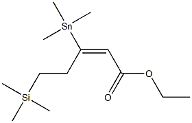 (E)-3-(Trimethylstannyl)-5-(trimethylsilyl)-2-pentenoic acid ethyl ester Struktur