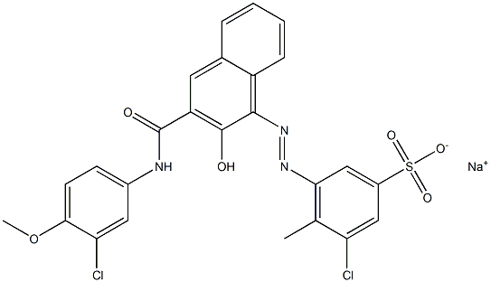 3-Chloro-4-methyl-5-[[3-[[(3-chloro-4-methoxyphenyl)amino]carbonyl]-2-hydroxy-1-naphtyl]azo]benzenesulfonic acid sodium salt Struktur