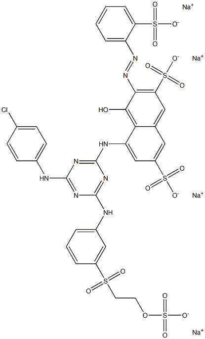 5-[4-(4-Chloroanilino)-6-[3-[2-(sulfooxy)ethylsulfonyl]anilino]-1,3,5-triazin-2-ylamino]-4-hydroxy-3-(2-sulfophenylazo)-2,7-naphthalenedisulfonic acid tetrasodium salt Struktur