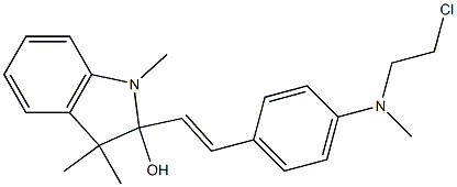 1,3,3-Trimethyl-2-[2-[4-[N-methyl-N-(2-chloroethyl)amino]phenyl]vinyl]indolin-2-ol Struktur