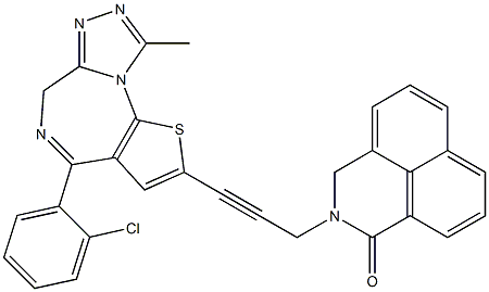 4-(2-Chlorophenyl)-9-methyl-2-[3-[(2,3-dihydro-1-oxo-1H-benzo[de]isoquinoline)-2-yl]-1-propynyl]-6H-thieno[3,2-f][1,2,4]triazolo[4,3-a][1,4]diazepine Struktur