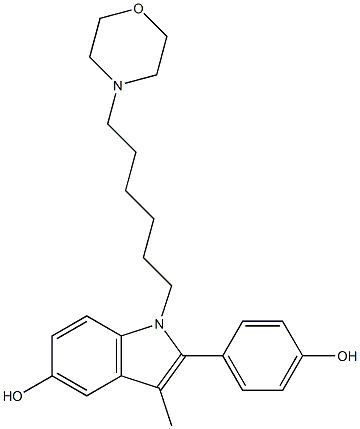 2-(4-Hydroxyphenyl)-3-methyl-1-(6-morpholinohexyl)-1H-indol-5-ol Struktur