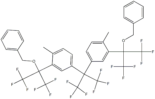 2,2-Bis[4-methyl-3-(2-benzyloxy-1,1,1,3,3,3-hexafluoropropan-2-yl)phenyl]-1,1,1,3,3,3-hexafluoropropane Struktur