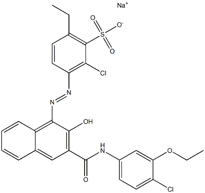 2-Chloro-6-ethyl-3-[[3-[[(4-chloro-3-ethoxyphenyl)amino]carbonyl]-2-hydroxy-1-naphtyl]azo]benzenesulfonic acid sodium salt Struktur